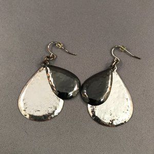 Double Teardrop Earrings Art Deco Hammered